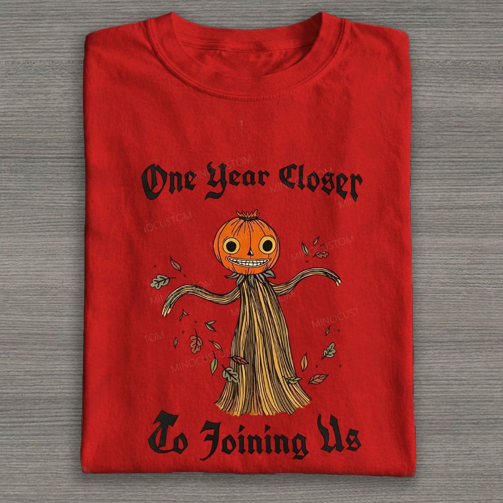 Vintage Halloween Pumpkin Scarecrow Graphic Cotton T-shirt