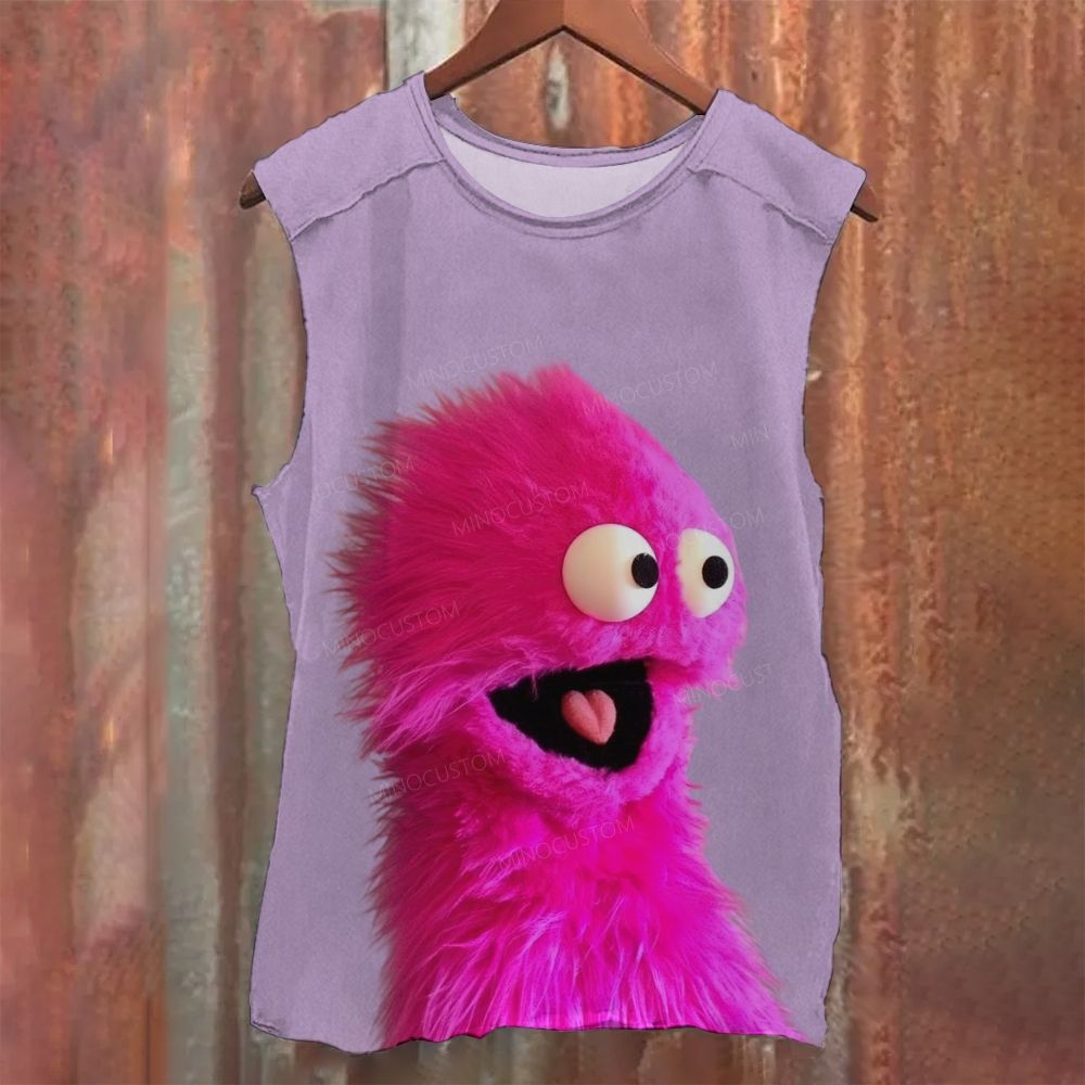 "Pink Fuzzy Muppet" Printed Tank Top 