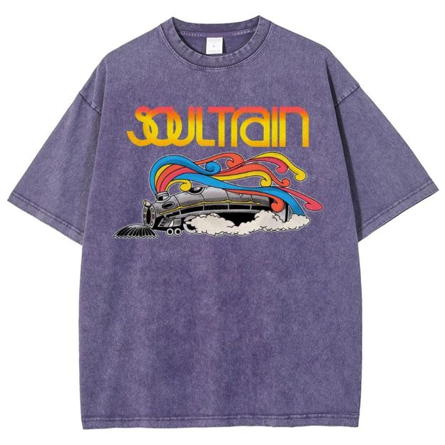 Vintage Train And Rainbow Smoke Washed T-Shirt