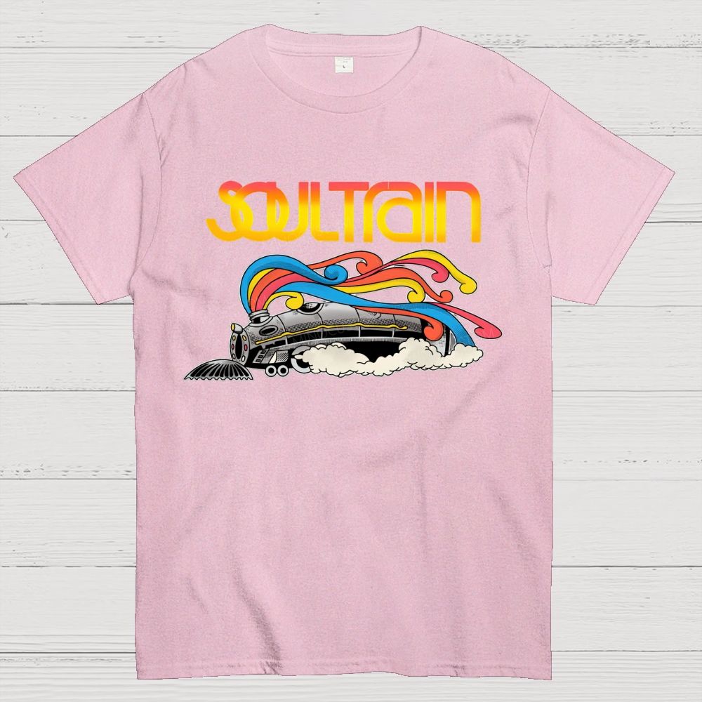 Vintage Train And Rainbow Smoke Cotton T-Shirt 