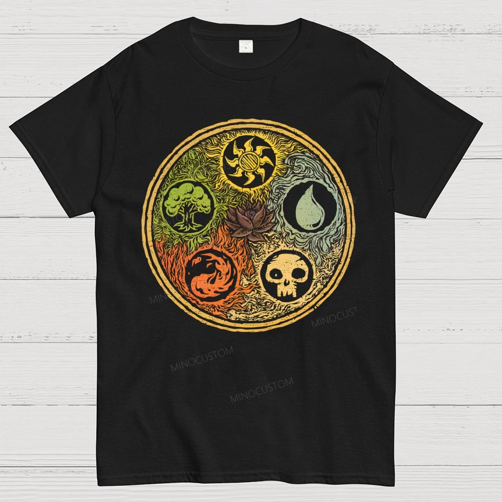 "MTG Five Colors Mana" Emblem Vintage Cotton T-Shirt 