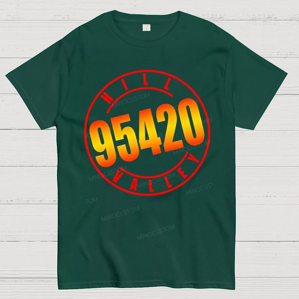Circular Stamp Number Gradient Retro Town Location Cotton T-Shirt