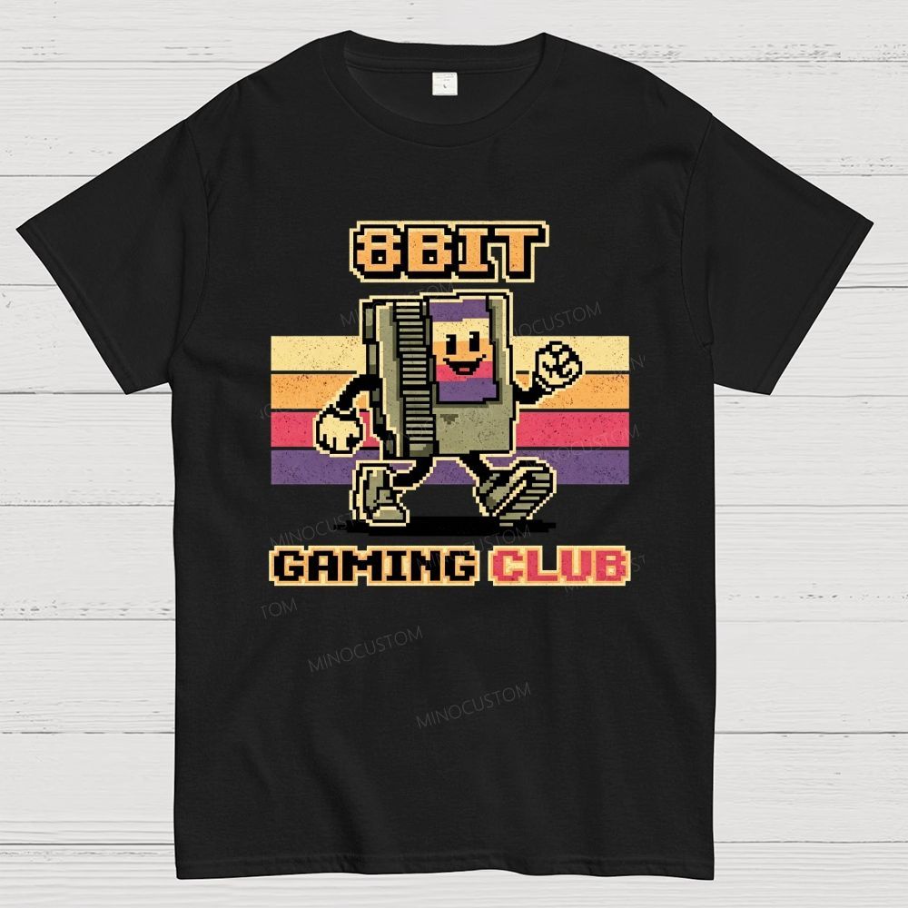 Vintage Striped Background Walking Game Cotton T-Shirt