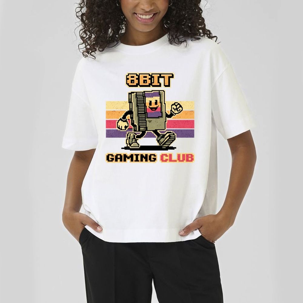 Vintage Striped Background Walking Game Cotton T-Shirt