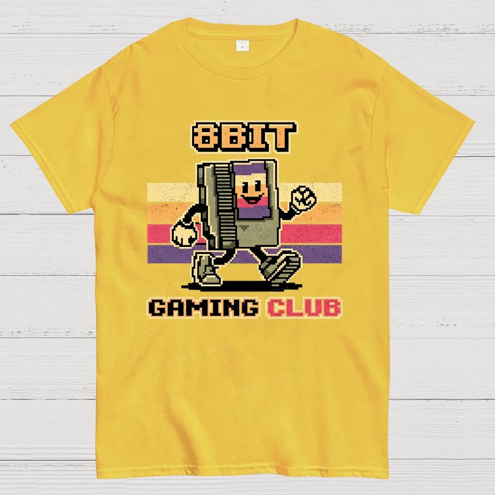 Vintage Striped Background Walking Game Cotton T-Shirt