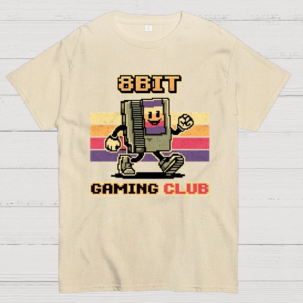 Vintage Striped Background Walking Game Cotton T-Shirt