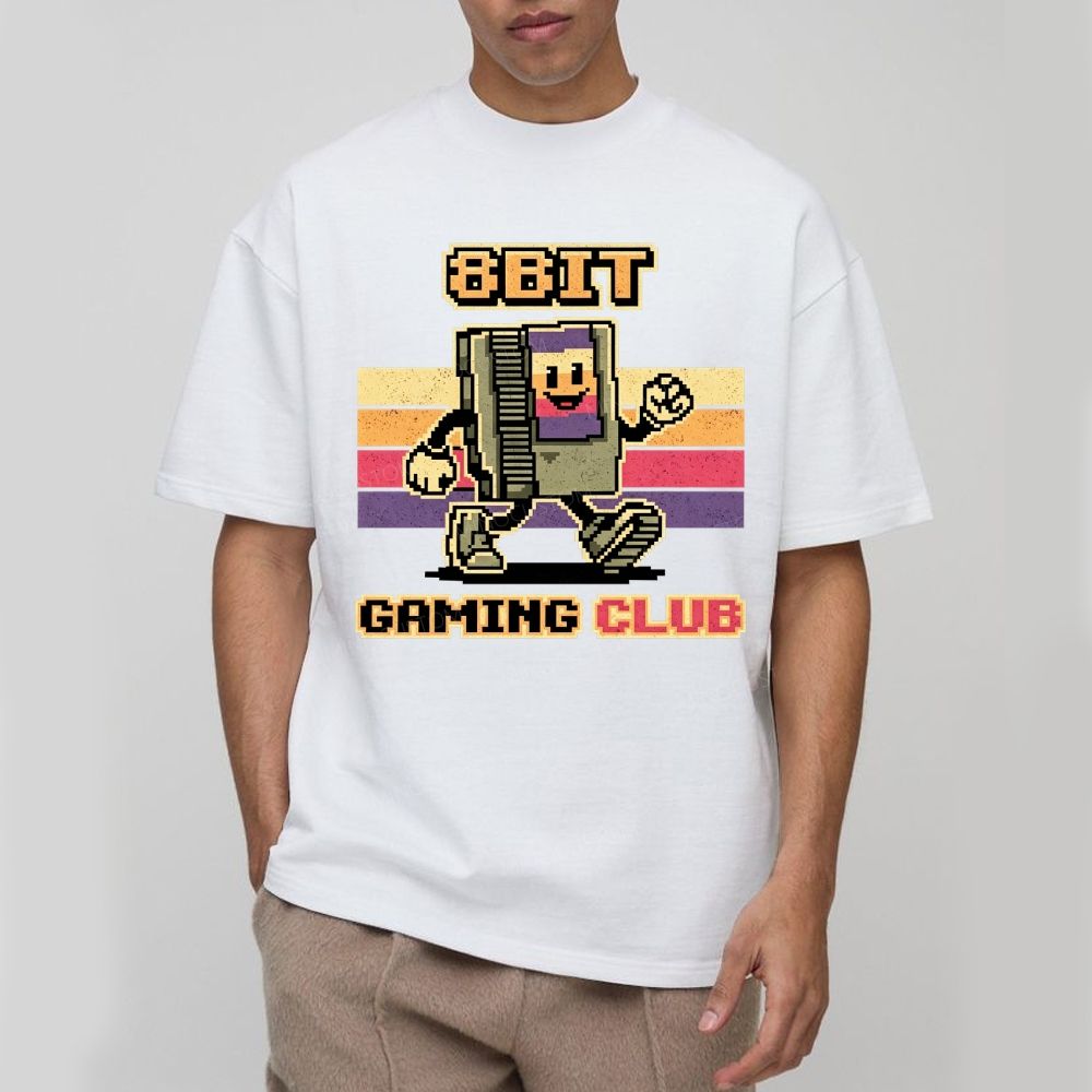 Vintage Striped Background Walking Game Cotton T-Shirt