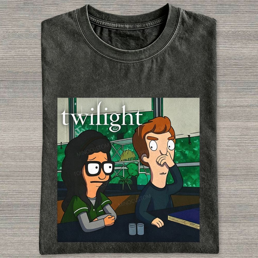Vintage Washed Funny Cartoon Classroom Scene Washed T-shirt