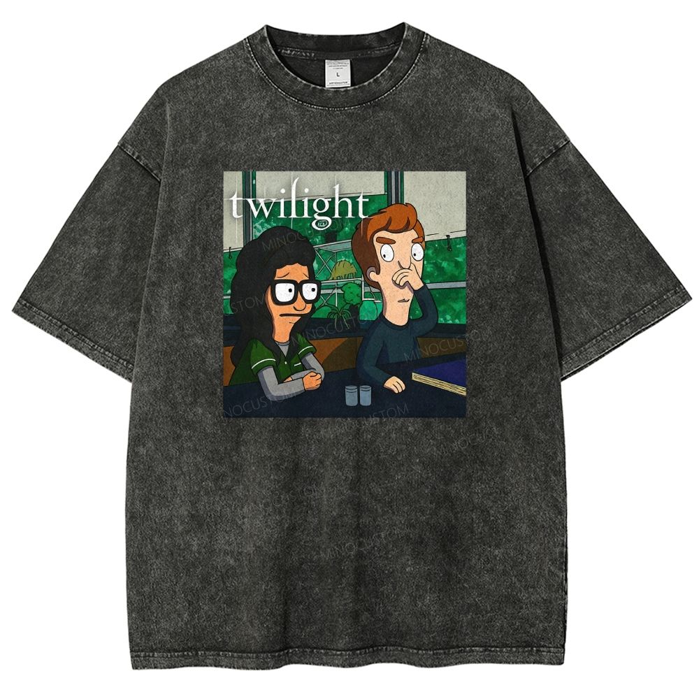 Vintage Washed Funny Cartoon Classroom Scene Washed T-shirt