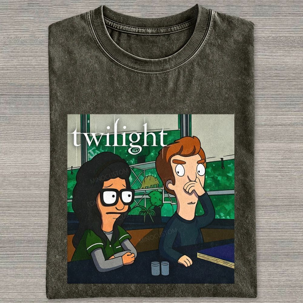 Vintage Washed Funny Cartoon Classroom Scene Washed T-shirt