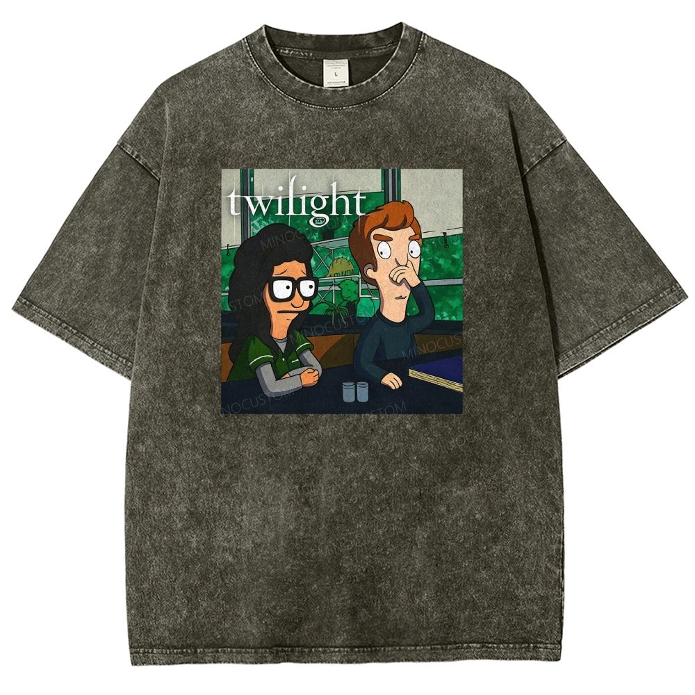 Vintage Washed Funny Cartoon Classroom Scene Washed T-shirt