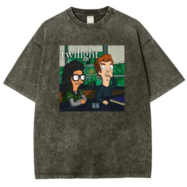 Vintage Washed Funny Cartoon Classroom Scene Washed T-shirt