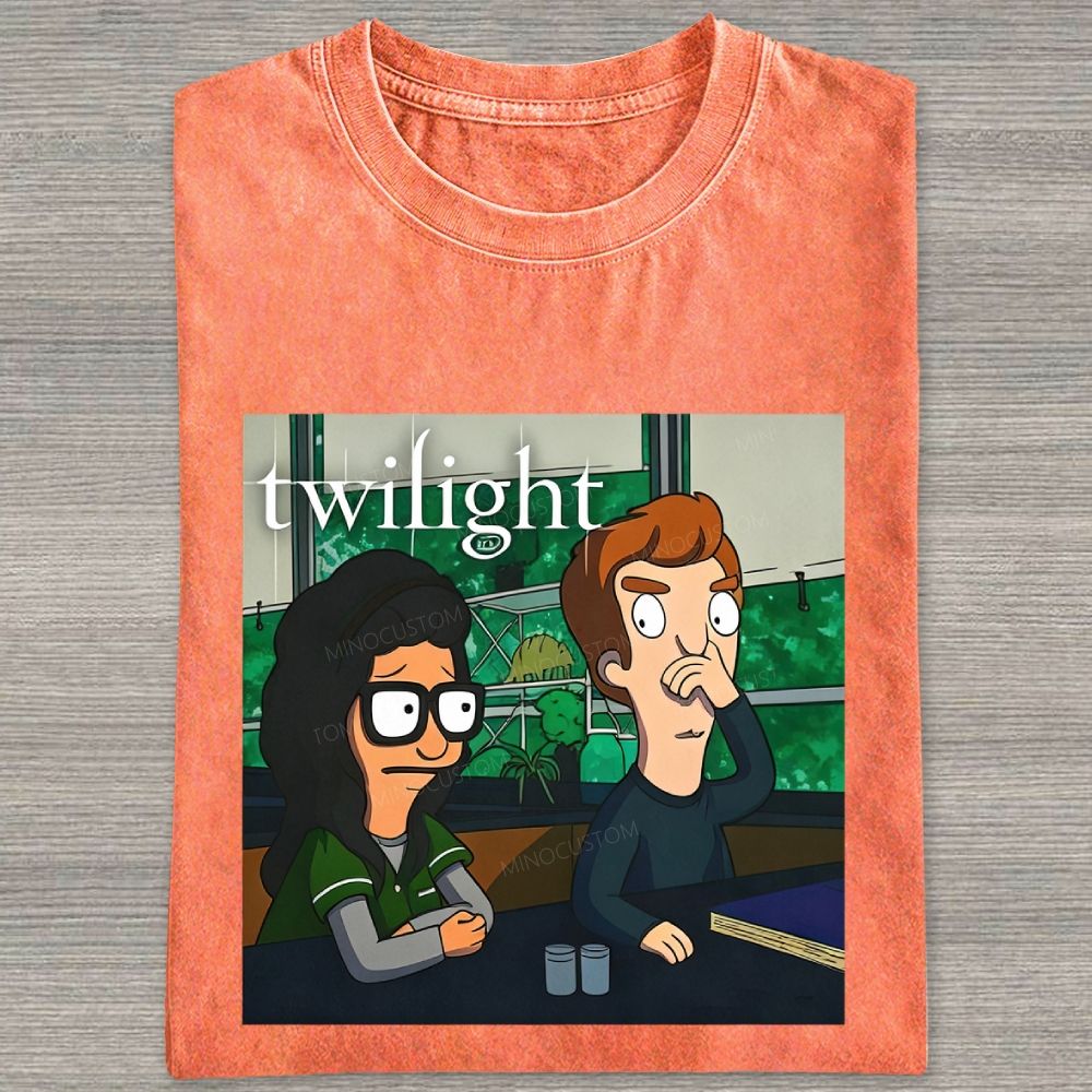 Vintage Washed Funny Cartoon Classroom Scene Washed T-shirt