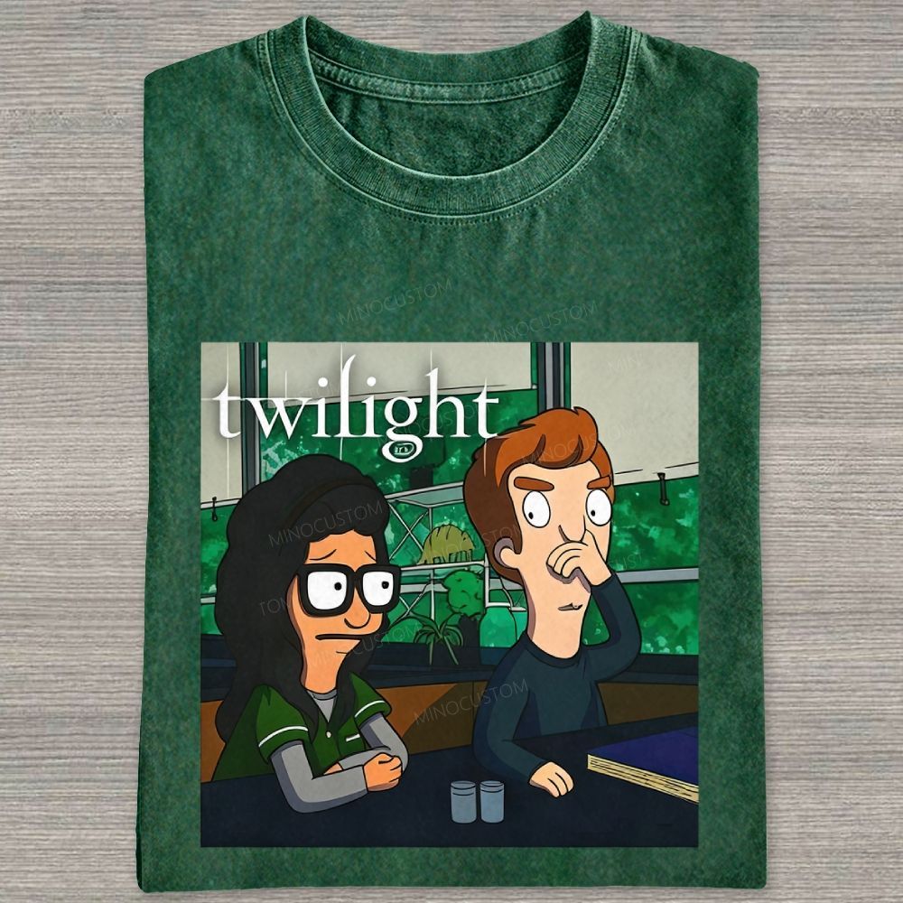 Vintage Washed Funny Cartoon Classroom Scene Washed T-shirt