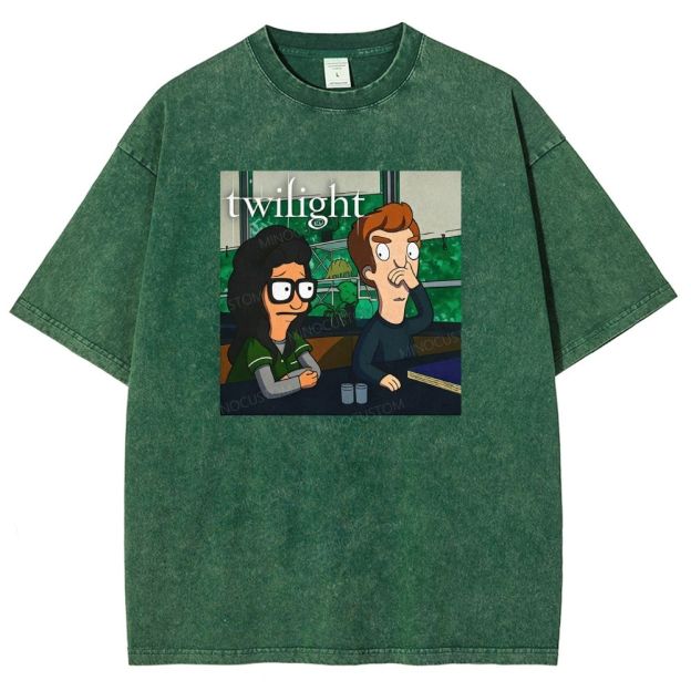 Vintage Washed Funny Cartoon Classroom Scene Washed T-shirt