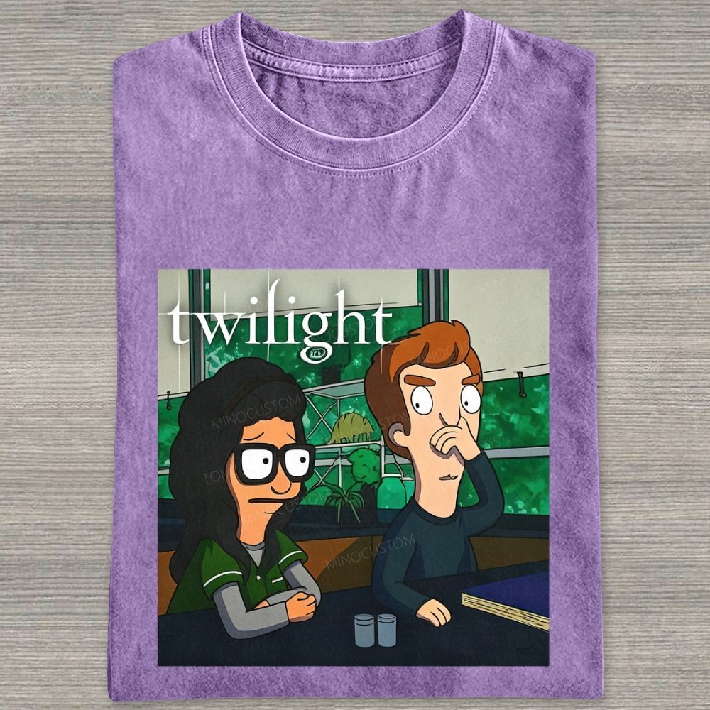 Vintage Washed Funny Cartoon Classroom Scene Washed T-shirt