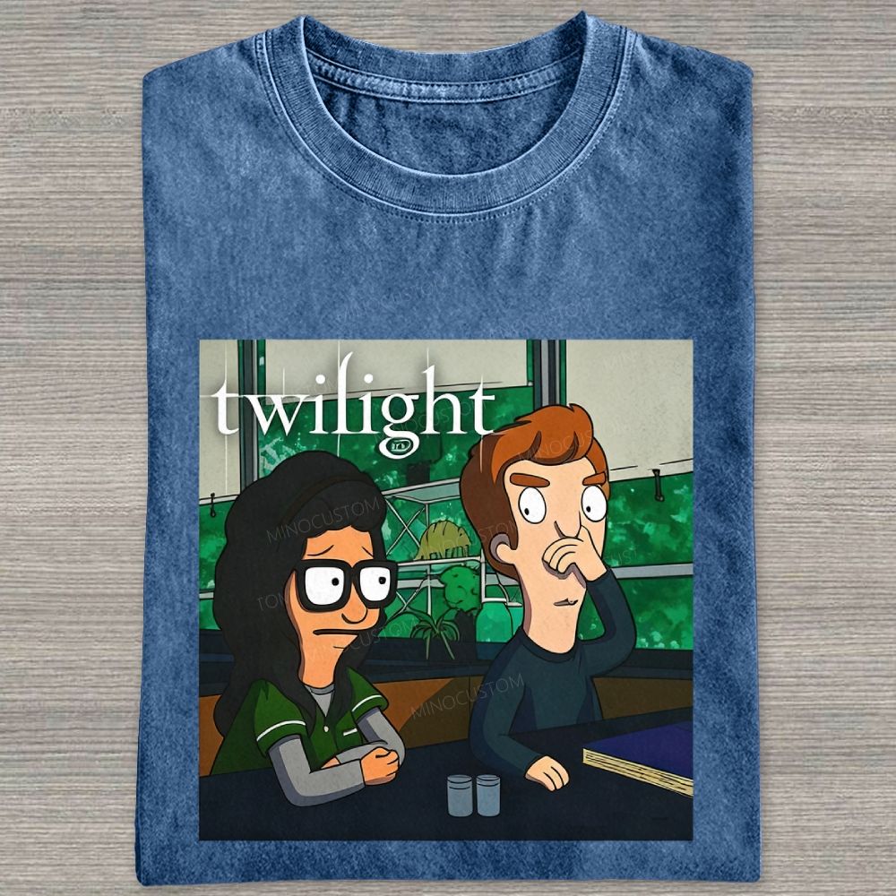 Vintage Washed Funny Cartoon Classroom Scene Washed T-shirt