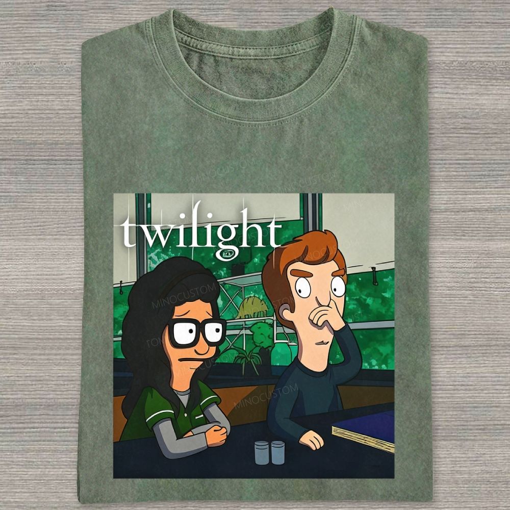 Vintage Washed Funny Cartoon Classroom Scene Washed T-shirt