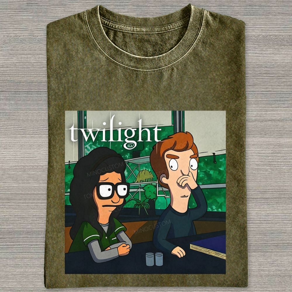 Vintage Washed Funny Cartoon Classroom Scene Washed T-shirt