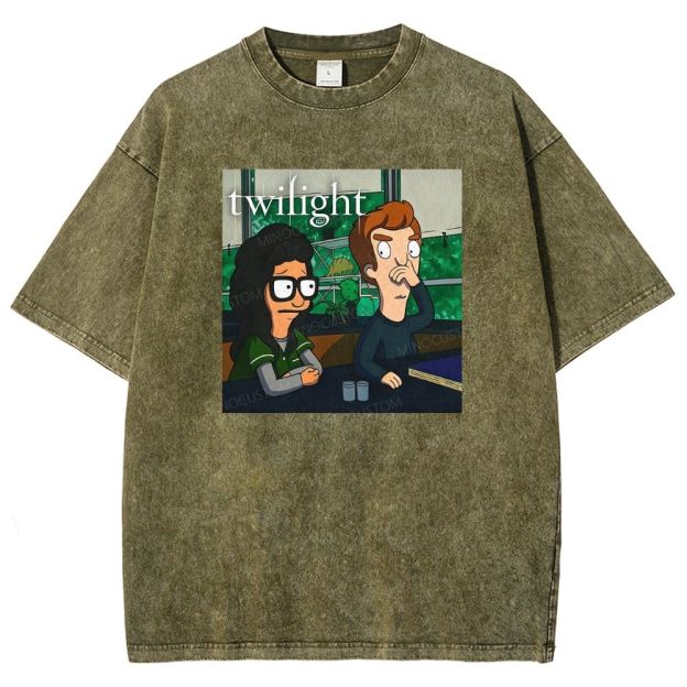 Vintage Washed Funny Cartoon Classroom Scene Washed T-shirt