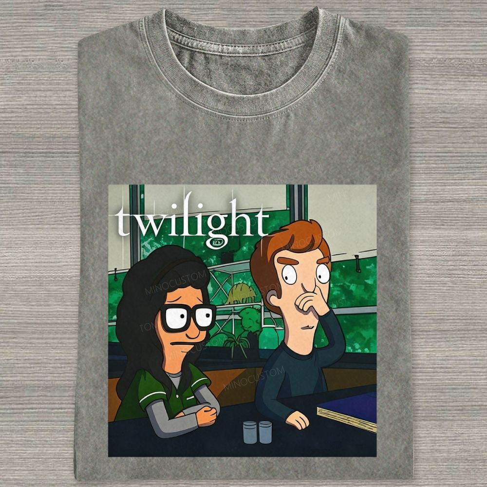 Vintage Washed Funny Cartoon Classroom Scene Washed T-shirt