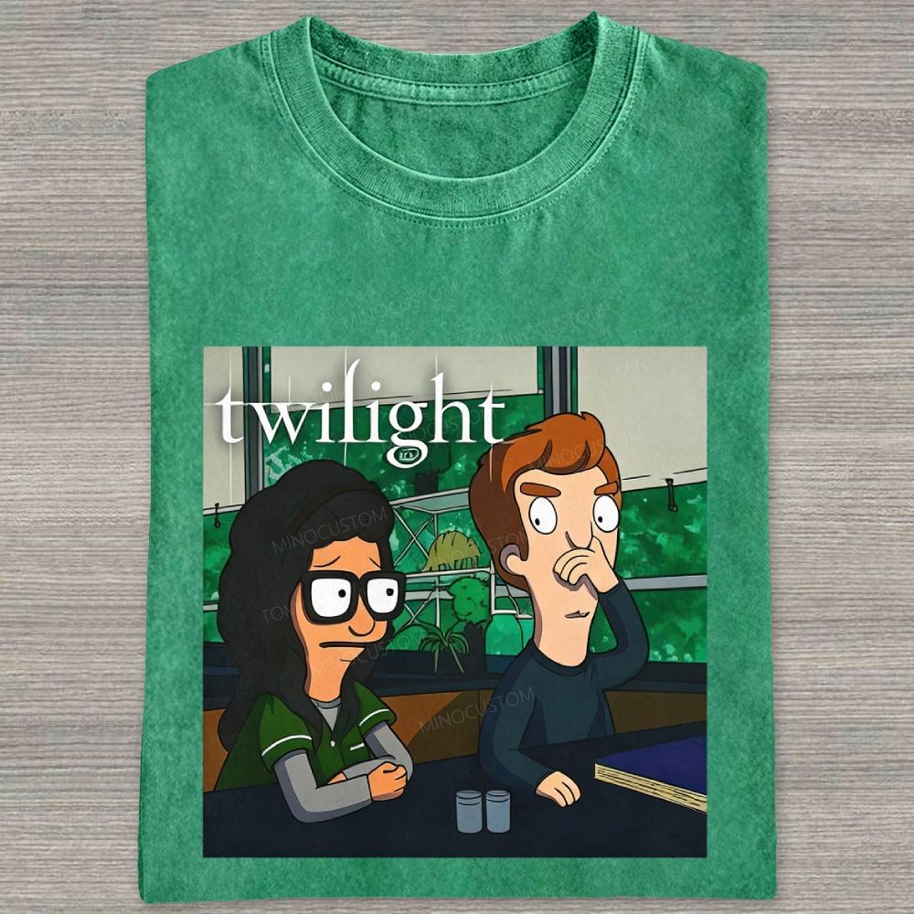 Vintage Washed Funny Cartoon Classroom Scene Washed T-shirt