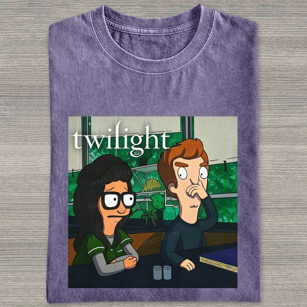 Vintage Washed Funny Cartoon Classroom Scene Washed T-shirt