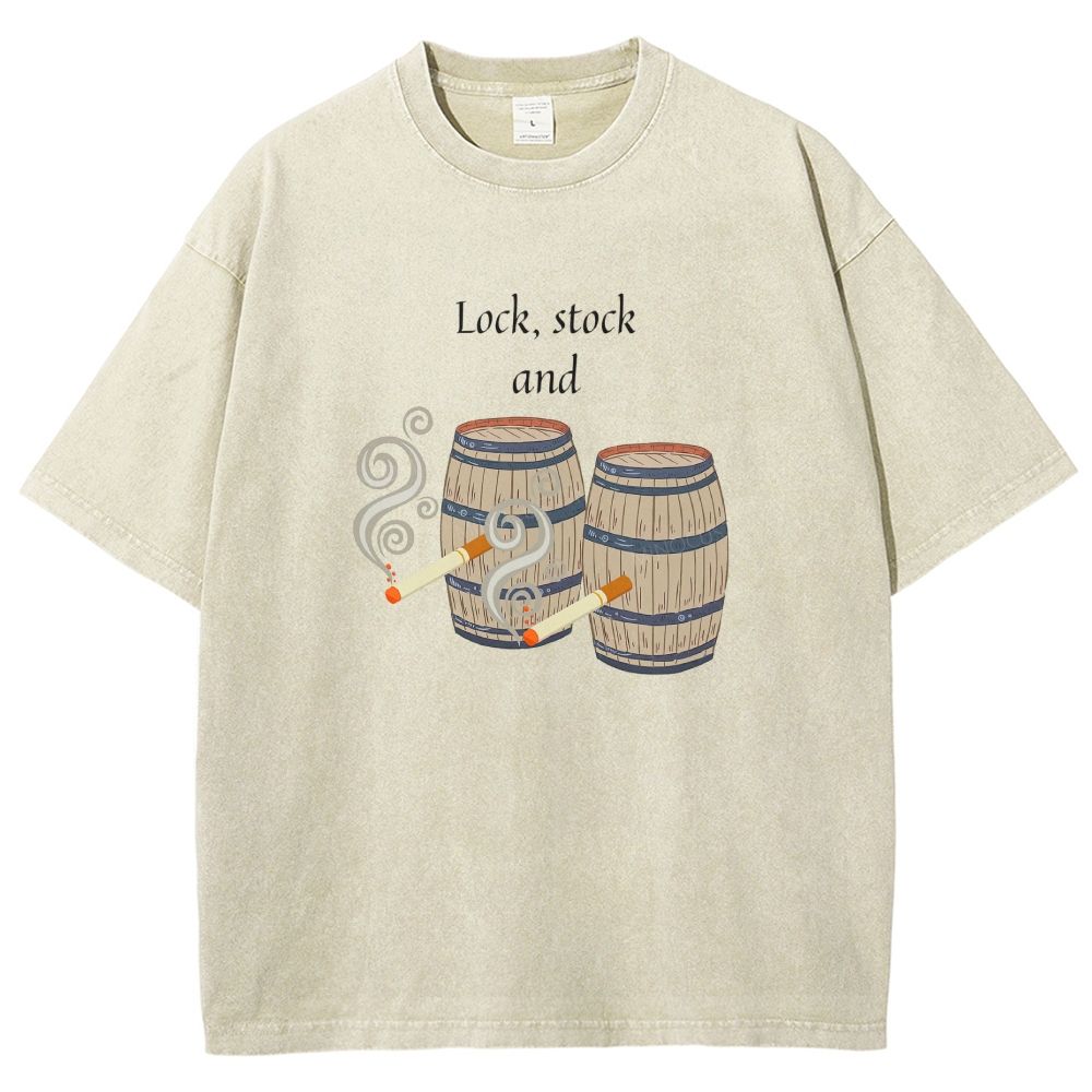 Retro Barrel Smoke Art Washed T-shirt