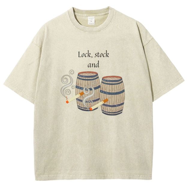 Retro Barrel Smoke Art Washed T-shirt