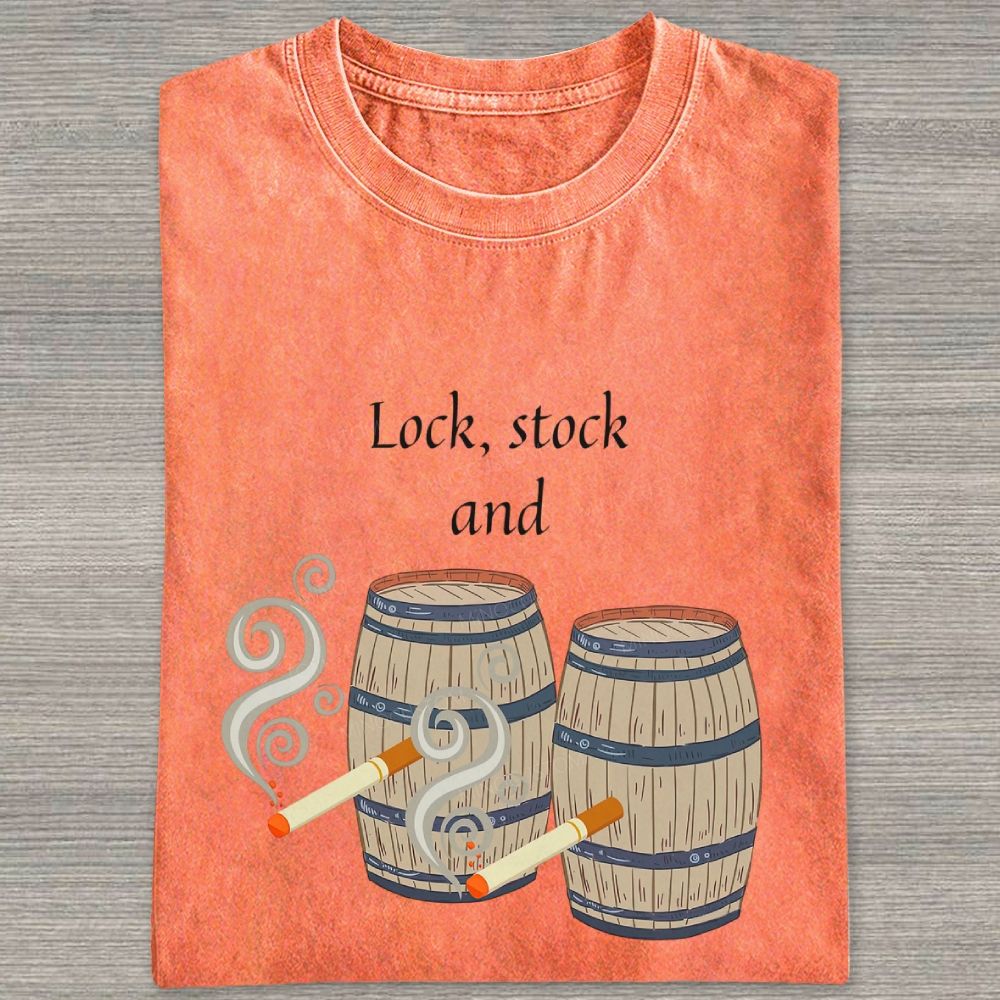 Retro Barrel Smoke Art Washed T-shirt