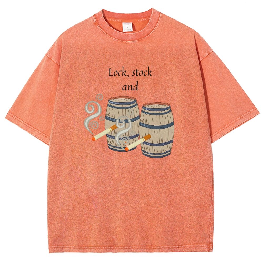 Retro Barrel Smoke Art Washed T-shirt