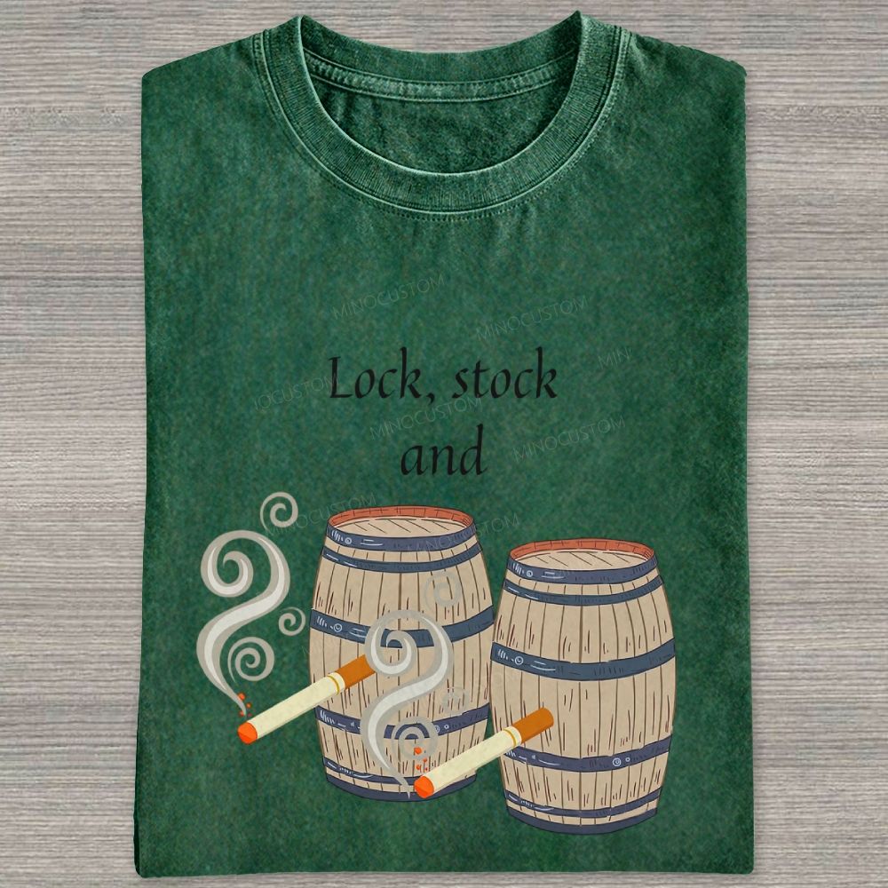Retro Barrel Smoke Art Washed T-shirt