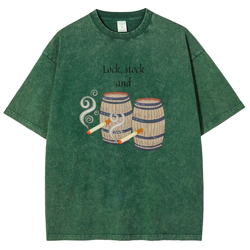 Retro Barrel Smoke Art Washed T-shirt