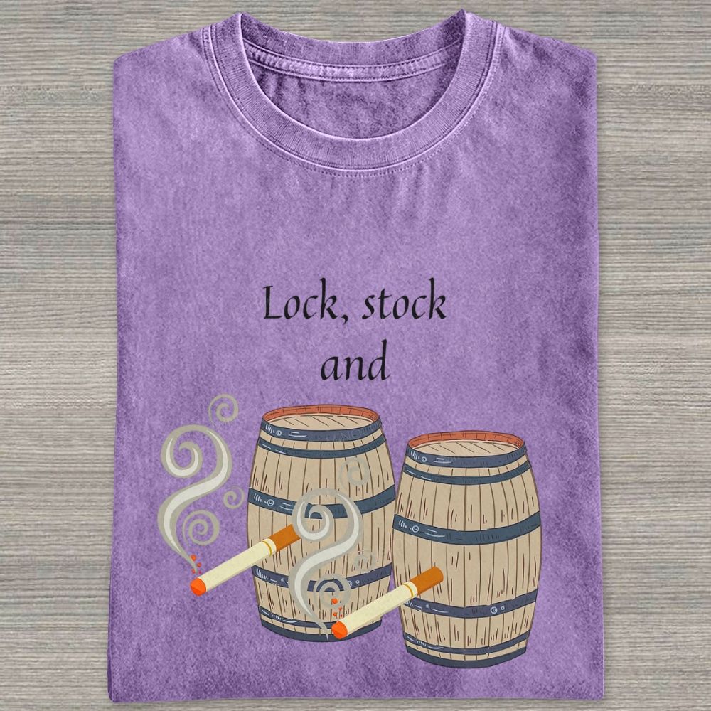 Retro Barrel Smoke Art Washed T-shirt