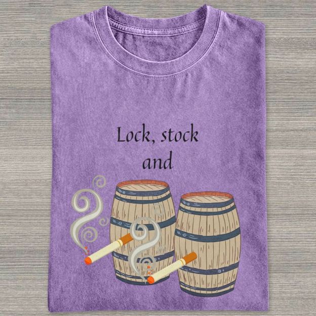 Retro Barrel Smoke Art Washed T-shirt