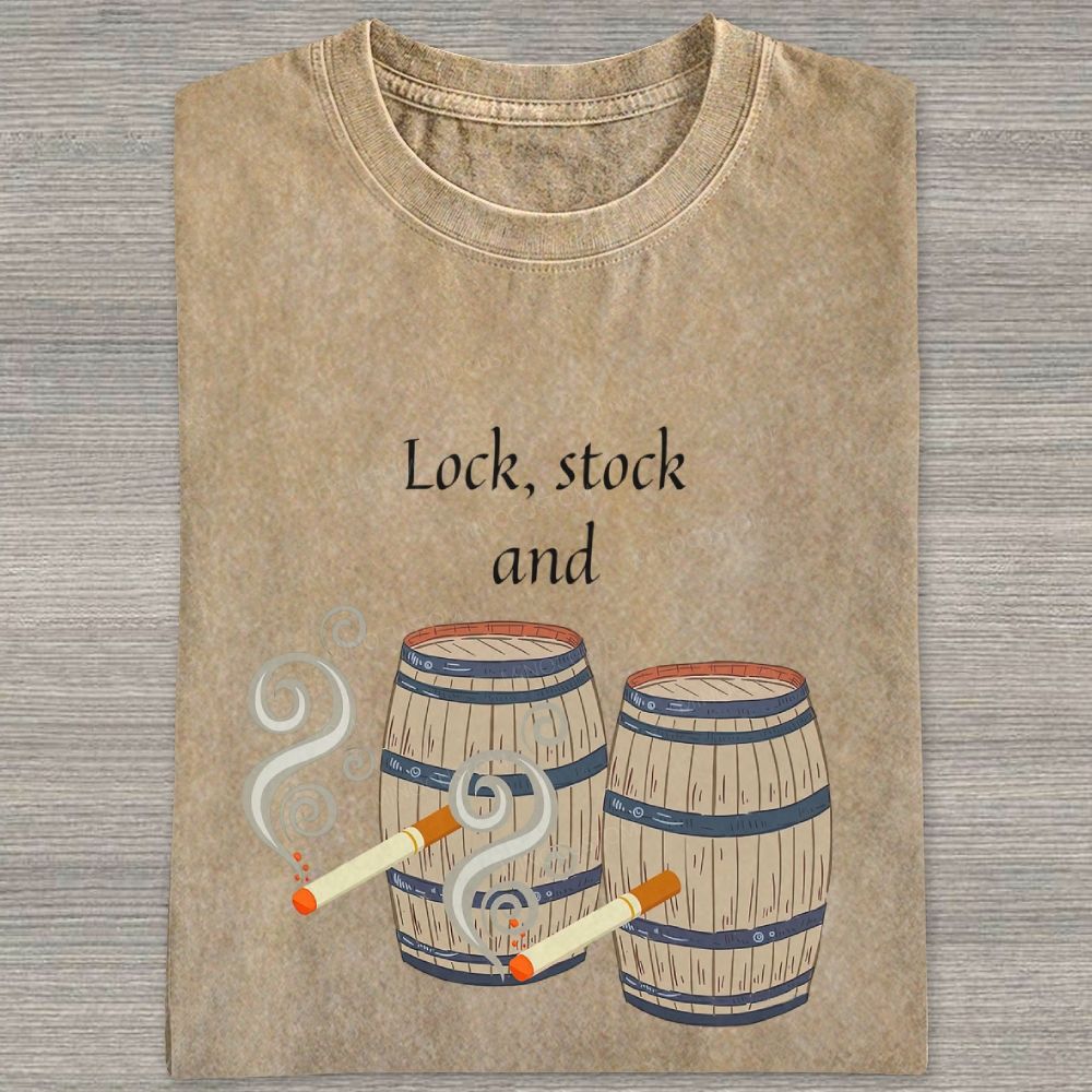 Retro Barrel Smoke Art Washed T-shirt