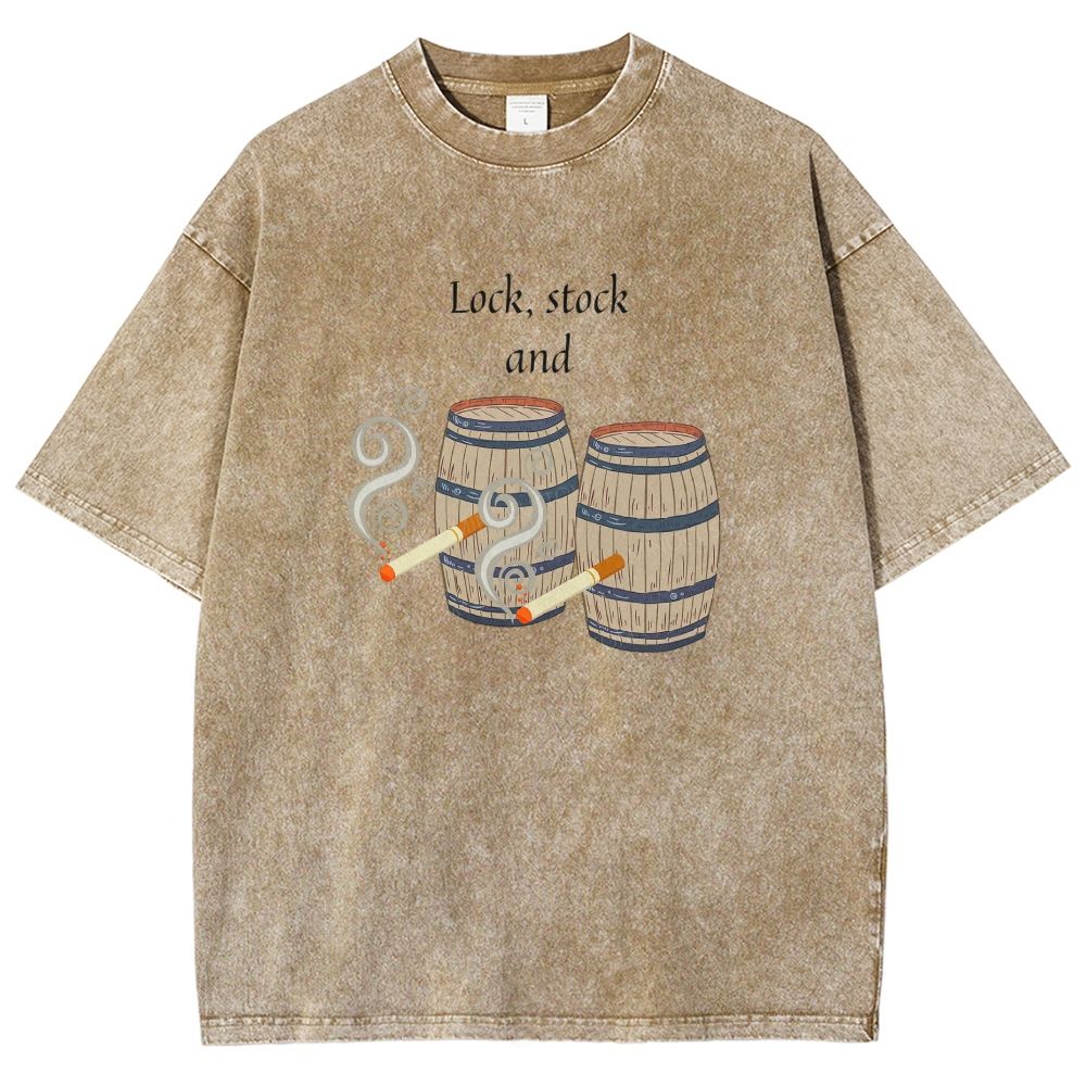Retro Barrel Smoke Art Washed T-shirt