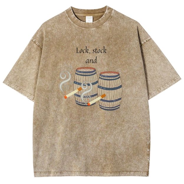 Retro Barrel Smoke Art Washed T-shirt