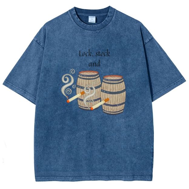 Retro Barrel Smoke Art Washed T-shirt