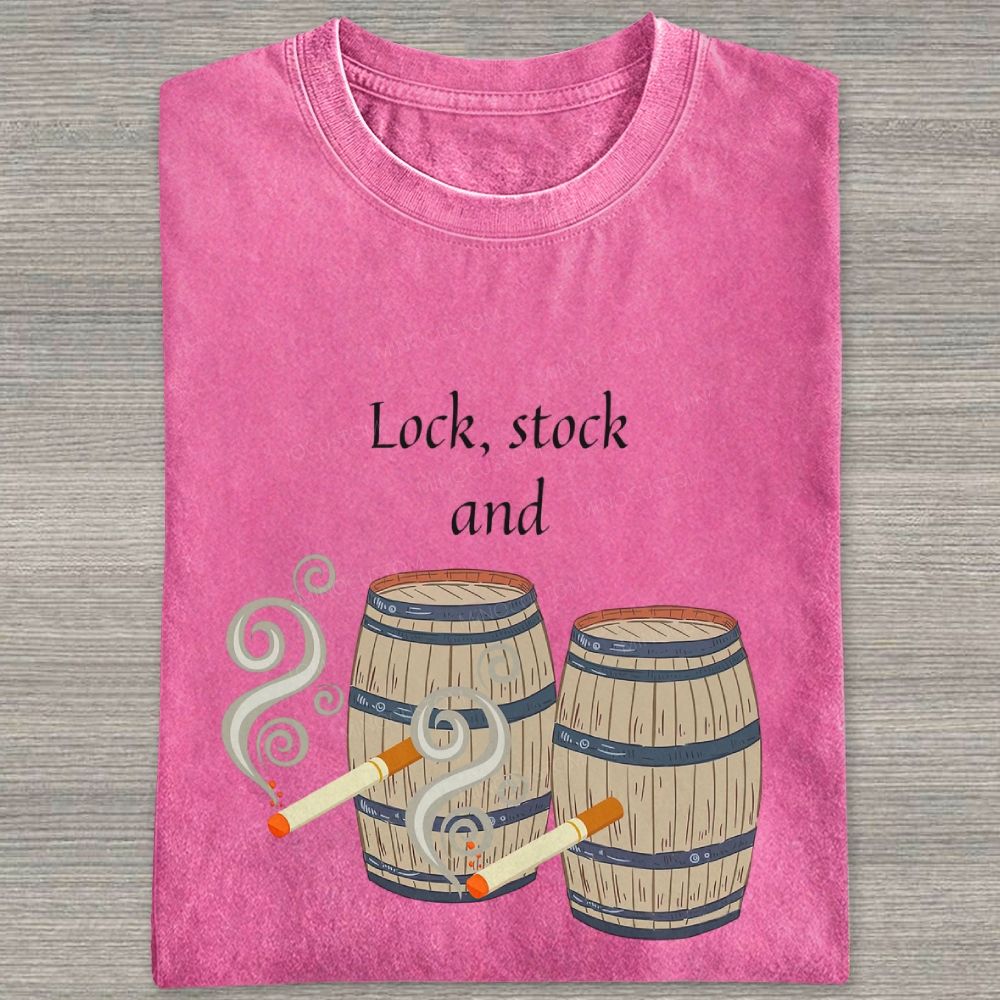 Retro Barrel Smoke Art Washed T-shirt