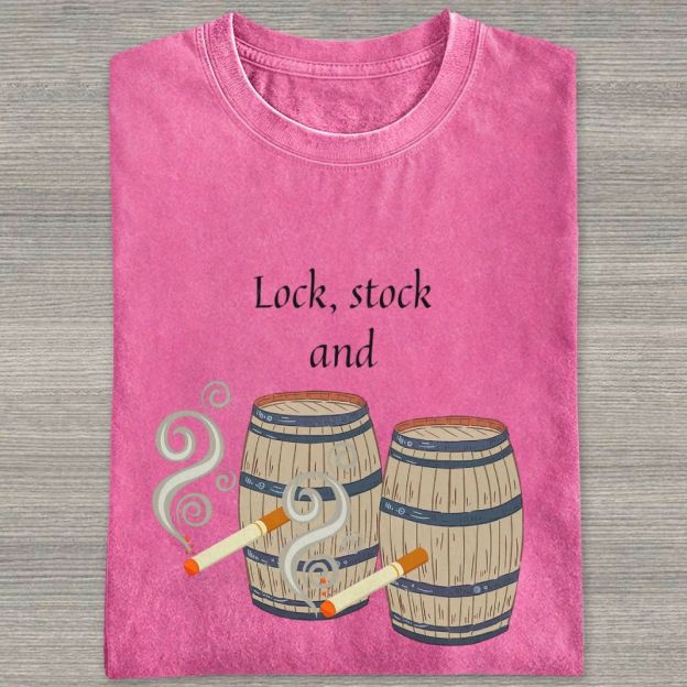 Retro Barrel Smoke Art Washed T-shirt