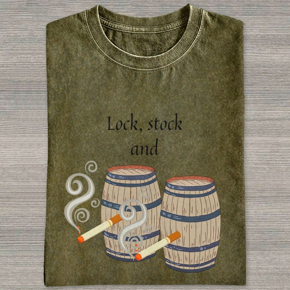 Retro Barrel Smoke Art Washed T-shirt