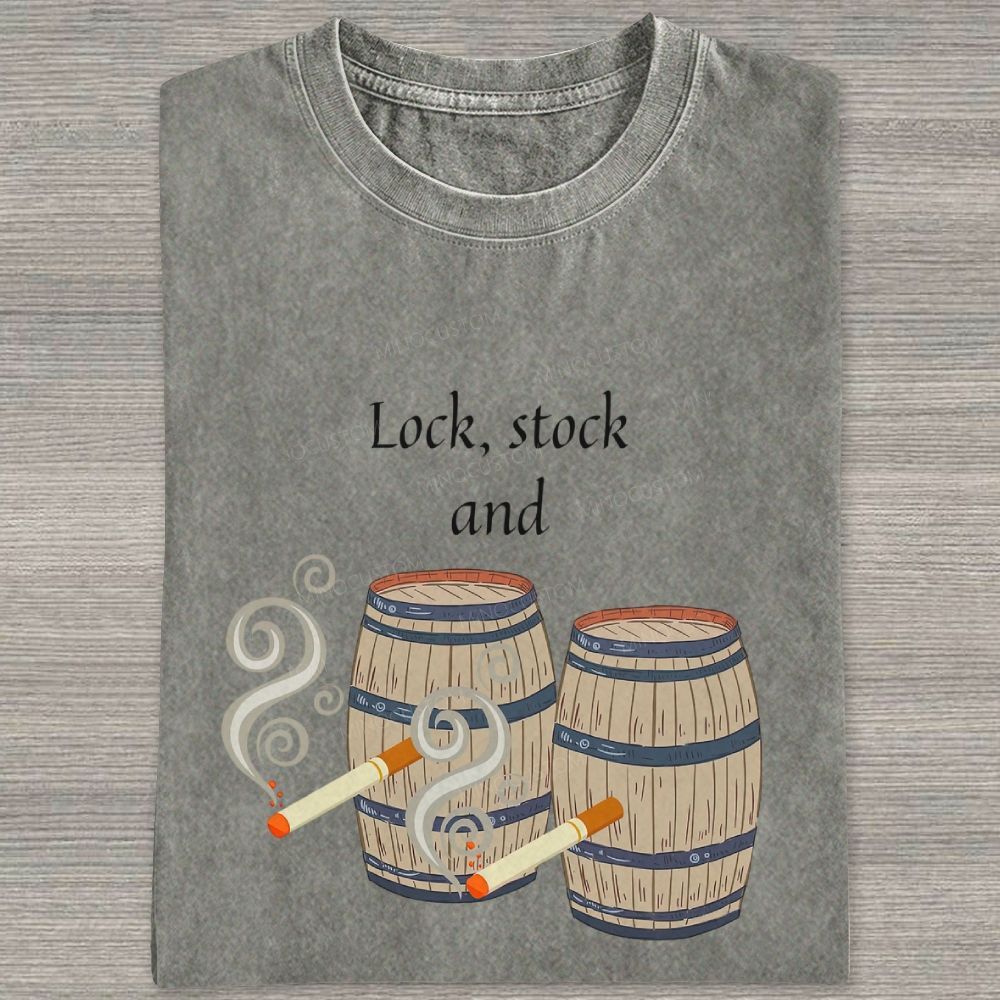 Retro Barrel Smoke Art Washed T-shirt