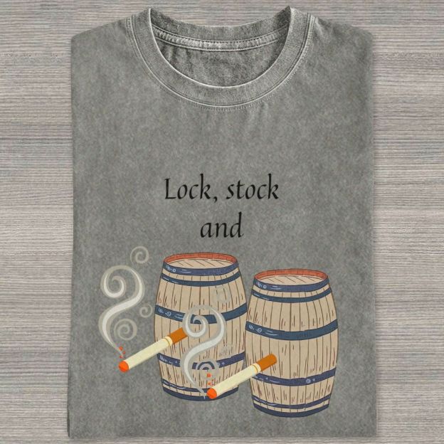 Retro Barrel Smoke Art Washed T-shirt