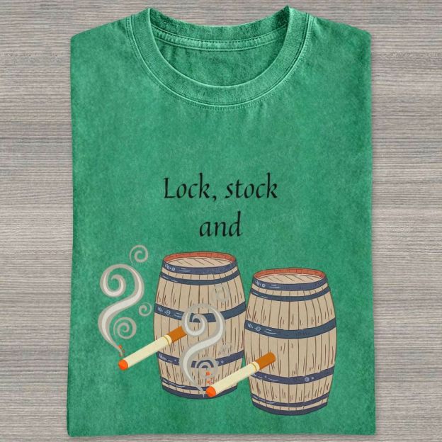 Retro Barrel Smoke Art Washed T-shirt