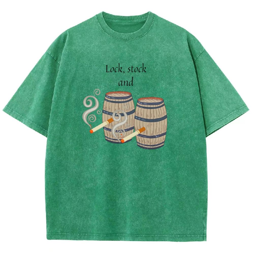Retro Barrel Smoke Art Washed T-shirt