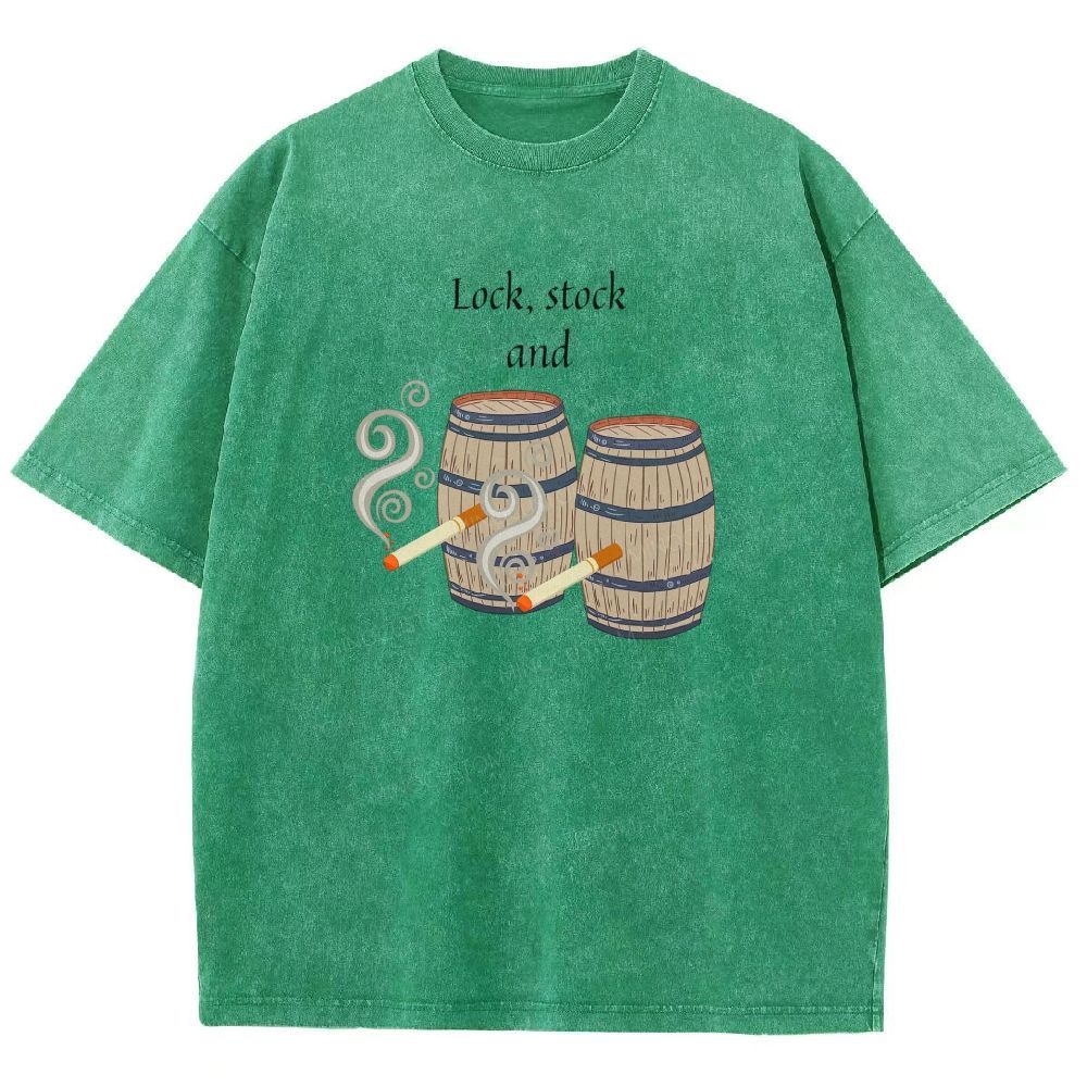 Retro Barrel Smoke Art Washed T-shirt