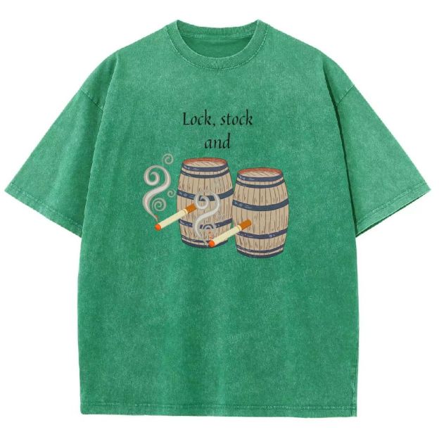 Retro Barrel Smoke Art Washed T-shirt