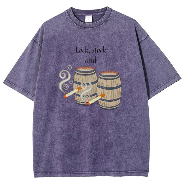 Retro Barrel Smoke Art Washed T-shirt