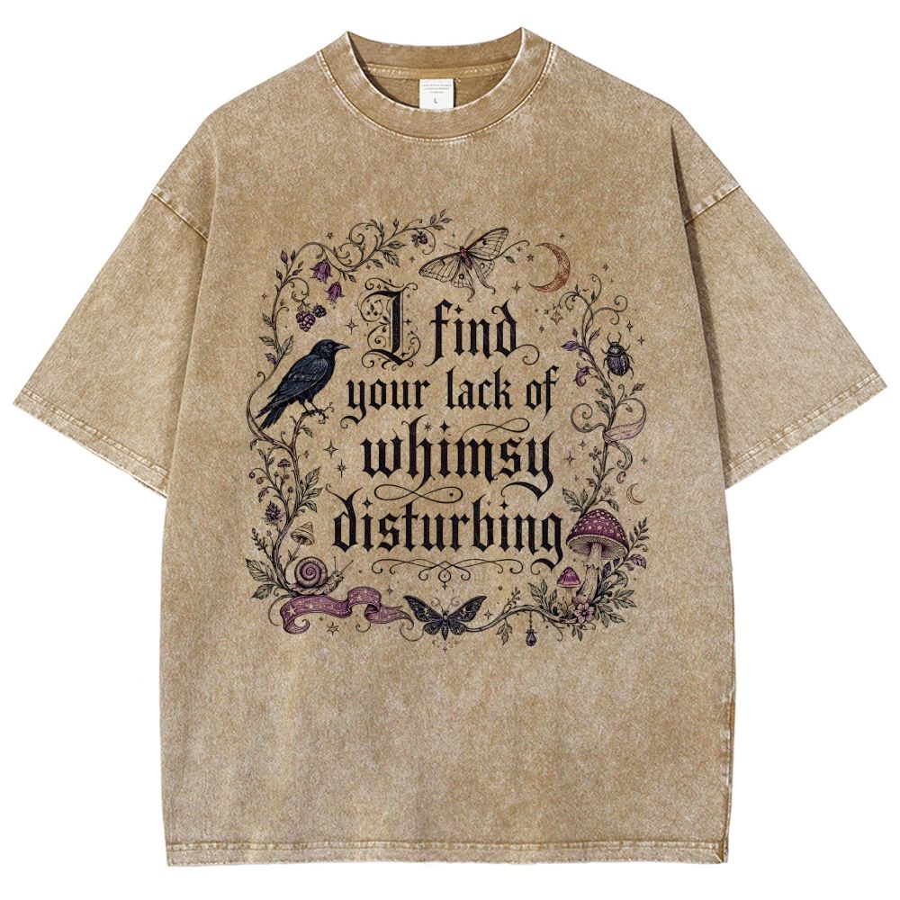 Vintage Washed Gothic Forest Witch Graphic Unisex Fit Washed T-Shirt